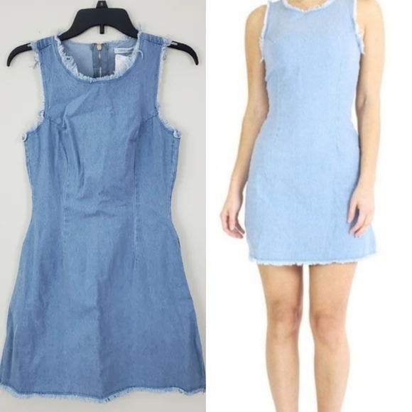 bishop + young Dresses & Skirts - NWT Bishop + Young Denim Frayed Shift Dress